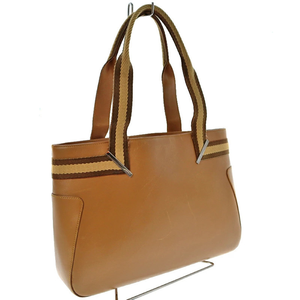 GUCCI Tote Bag Shoulder Handbag Leather Camel Brown Daily